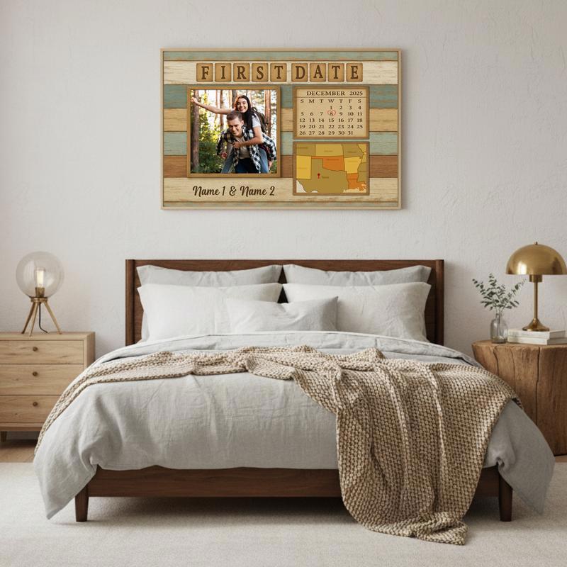 Where Our Story Began - Custom Calendar Map Couple Canvas
