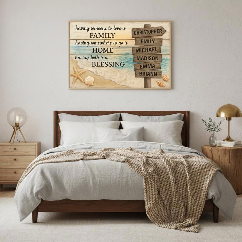 Your Beach Home Story - Rustic Last Name Street Sign Canvas