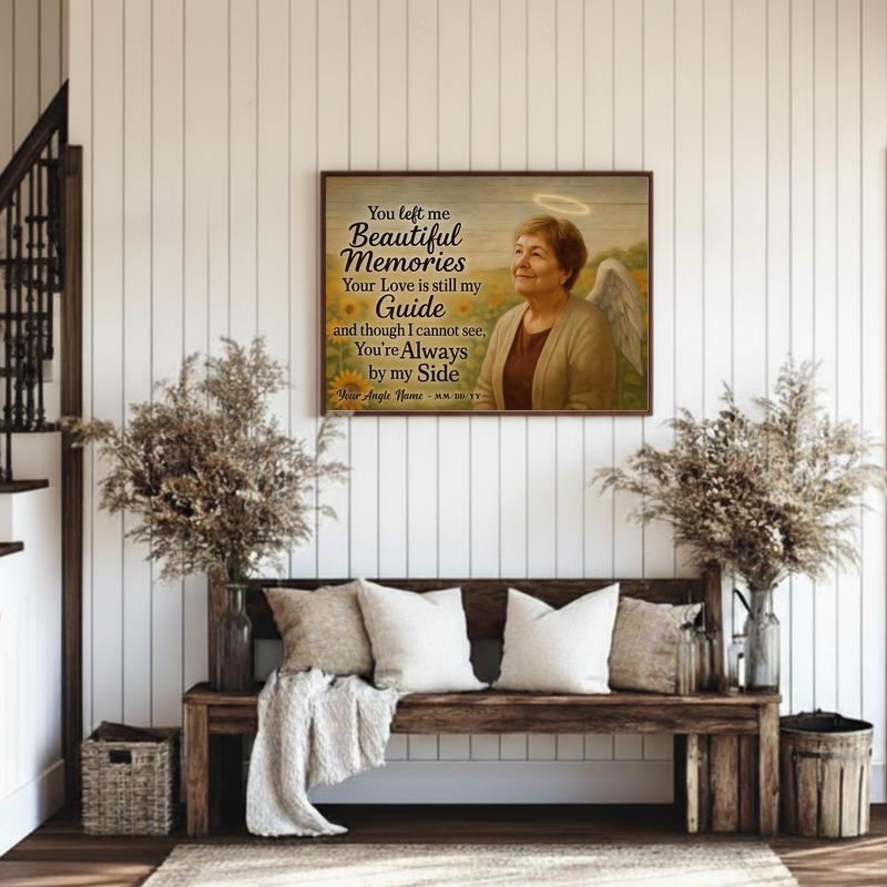 A Sunflower Angel's Embrace - Personalized Mom Memorial Canvas