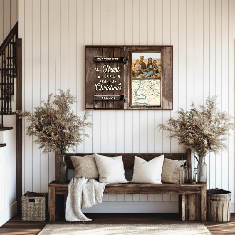 Christmas Home Map Family Photo & Memory Canvas Print
