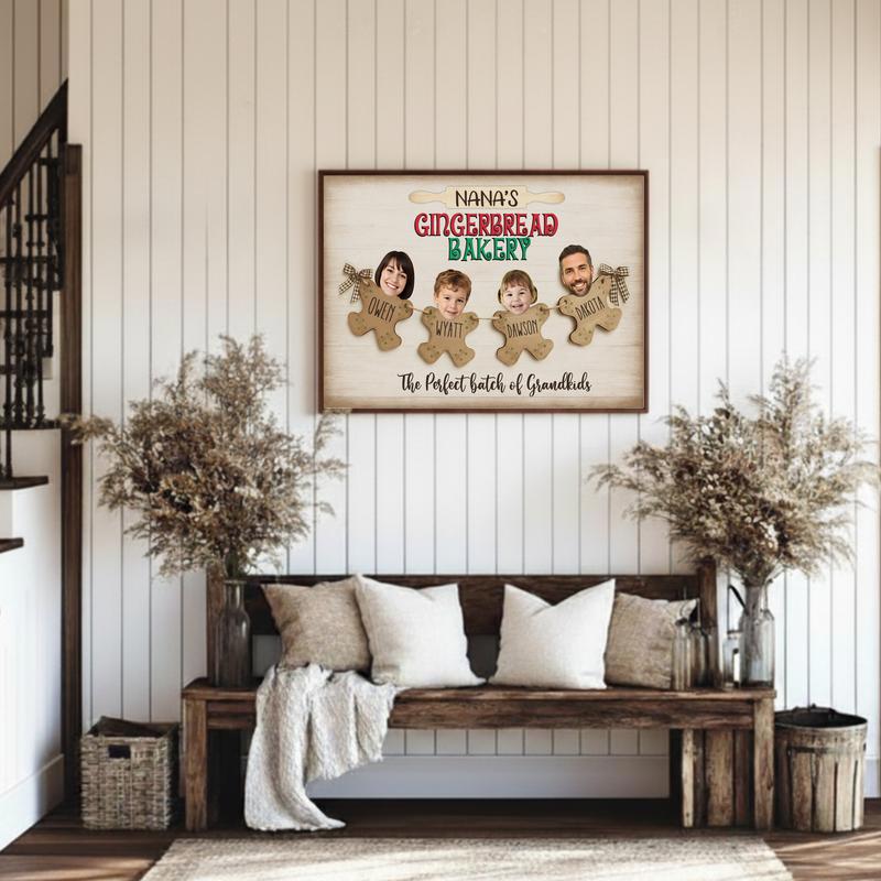 Baking Christmas Magic - Grandkids Personalized Photo Name Canvas