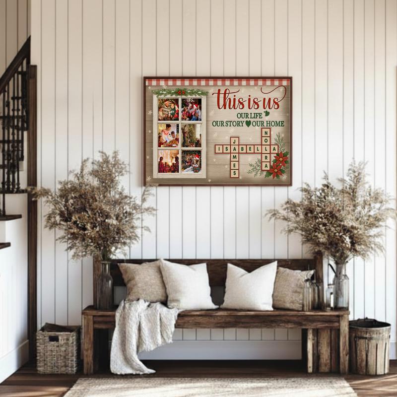 Christmas Name Crossword & Quote Photo Keepsake Canvas