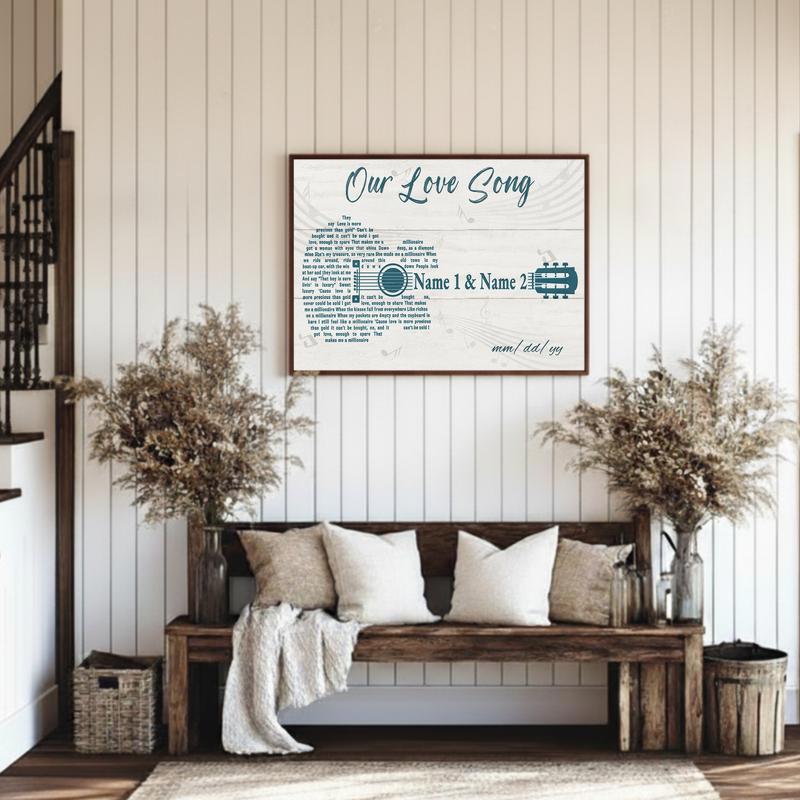 Custom Names & Date, Romantic Guitar - Our Love Song Canvas