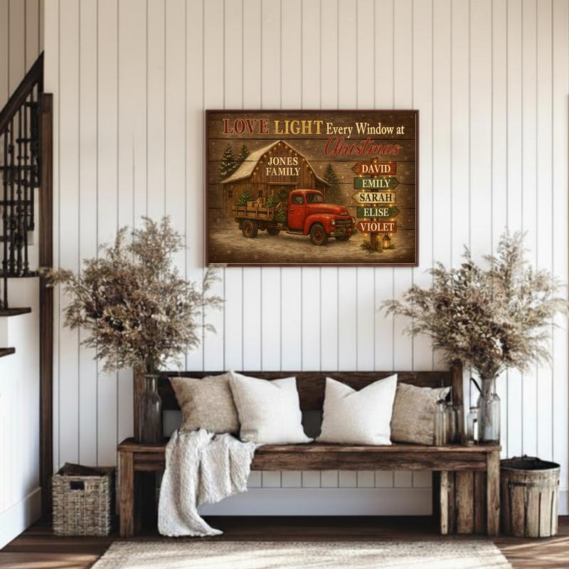 Custom Rustic Christmas Art - A Family Keepsake Farmhouse Canvas