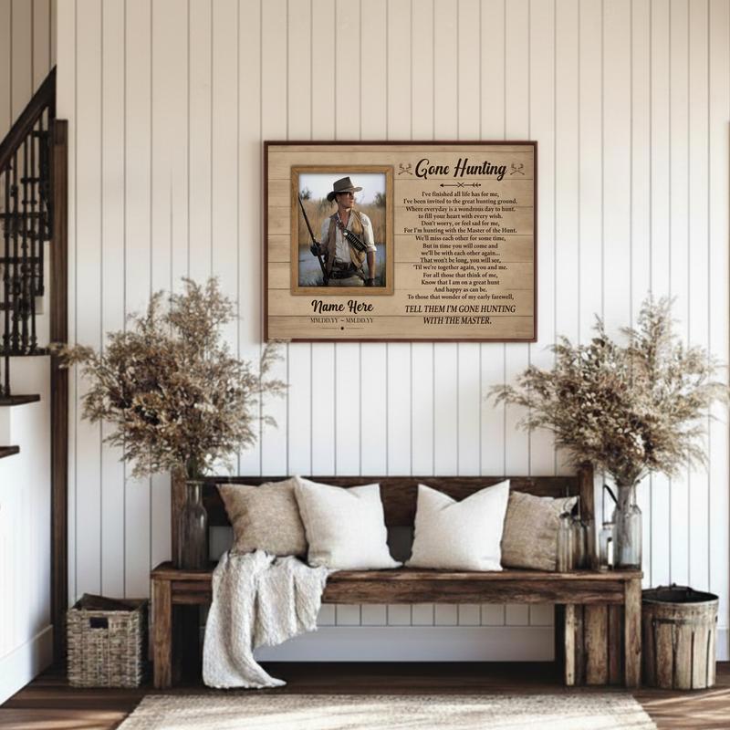 Custom Sympathy Gift & Keepsake - Gone Hunting Memorial Canvas