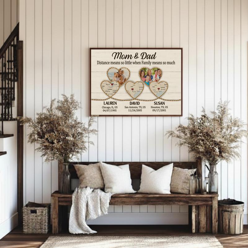 Family Love Beyond Miles - Custom Map Art For Parents Canvas