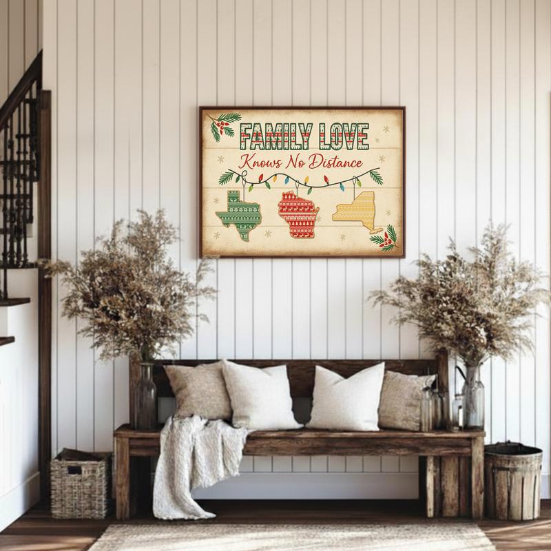 Family Love Knows No Distance - Custom Long Distance Xmas Canvas