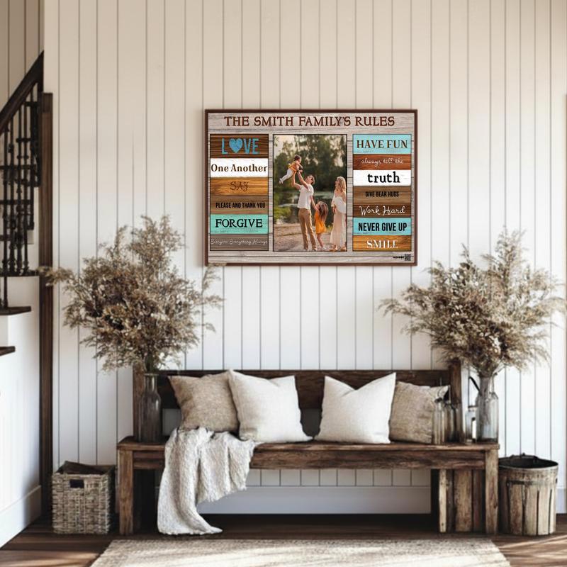 Home's Values Custom Family Rule Wall Art Canvas