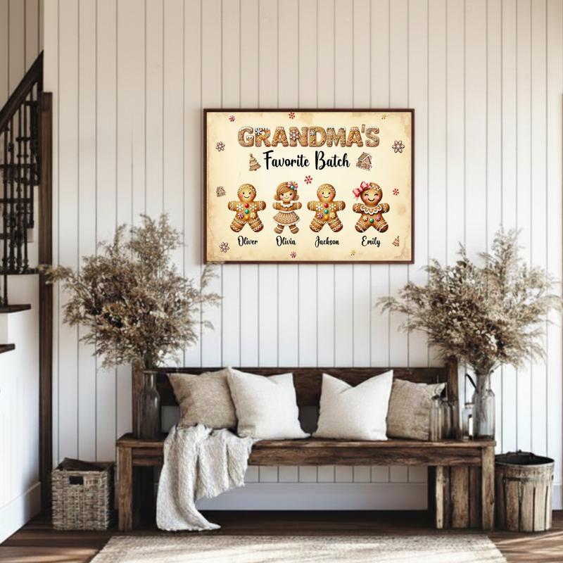Gingerbread Family Wall Art - Custom Grandma Christmas Canvas