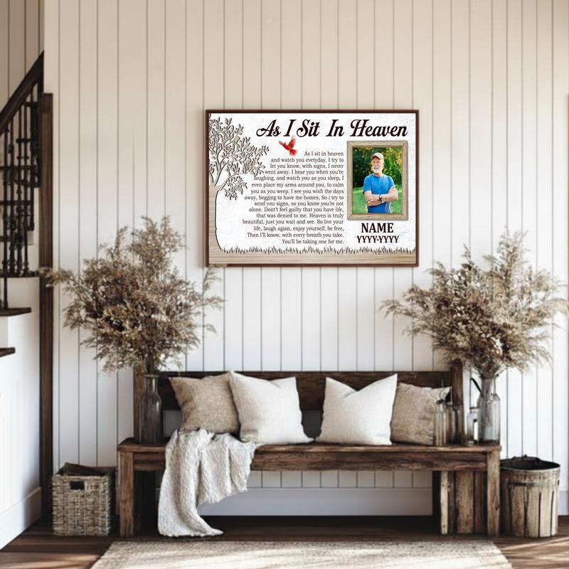 Loved One Memorial Keepsake - Heaven Poem & Custom Photo Canvas