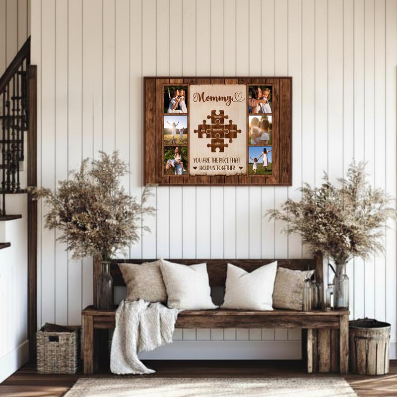 Mom's Love Connects Us Custom Photo Canvas Wall Art