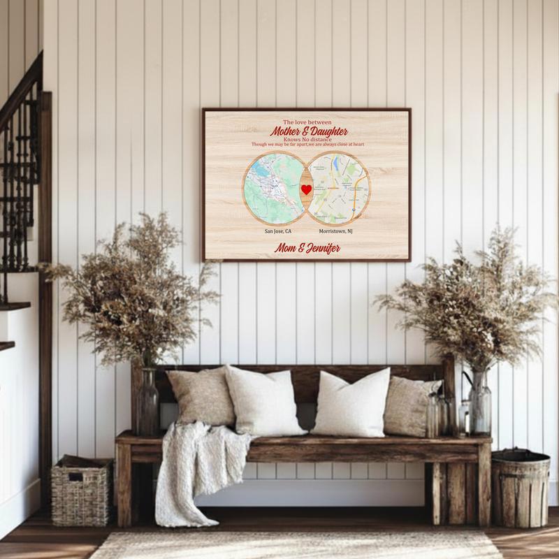 Mother Daughter Bond - Custom Long Distance Map Keepsake Canvas