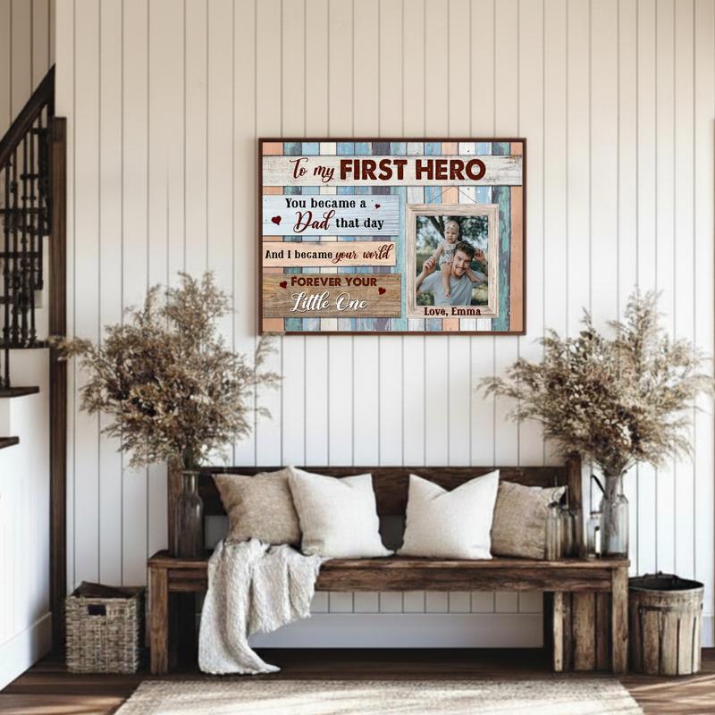 My First Hero Gift - Personalized Father Daughter Canvas