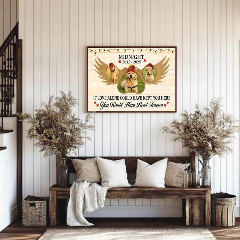 Our Angel Dog Personalized Farmhouse Christmas Canvas