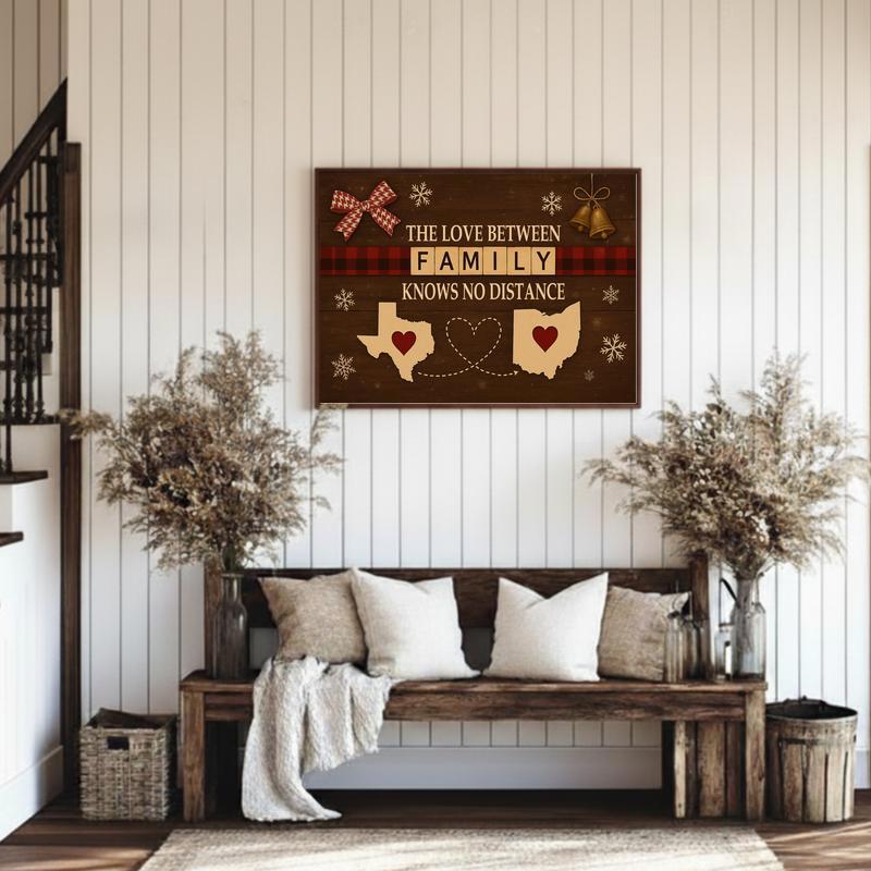 Our Hearts Connect - Custom Long Distance Christmas Gift Canvas