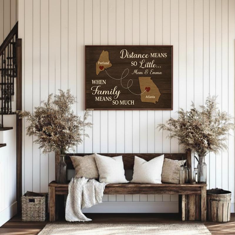 Our Hearts Connect - Custom Long Distance Family Map Canvas