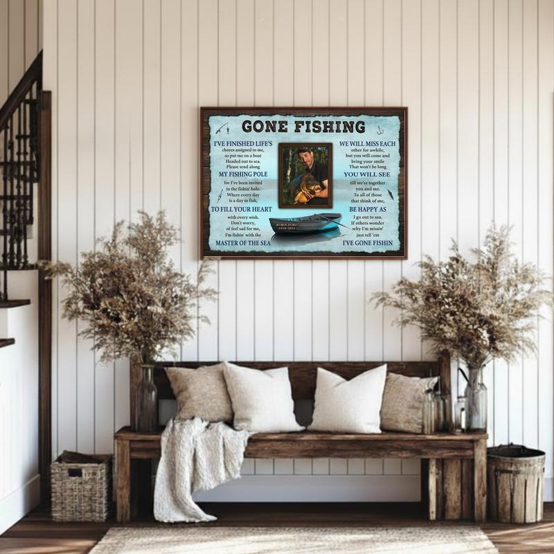 Personalized Fisherman's Memorial Dates & Photo Canvas