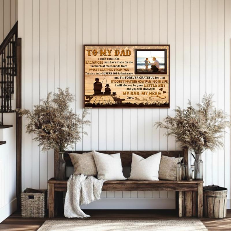 Dad's Custom Fishing Memories Canvas Keepsake from Son