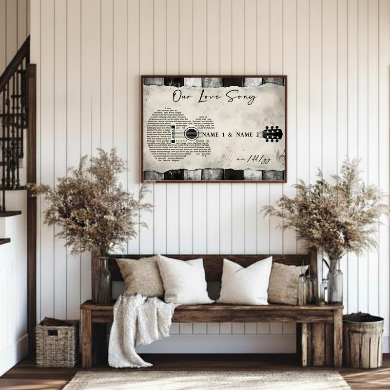 Heartfelt Custom Lyrics on Guitar-Shaped Canvas