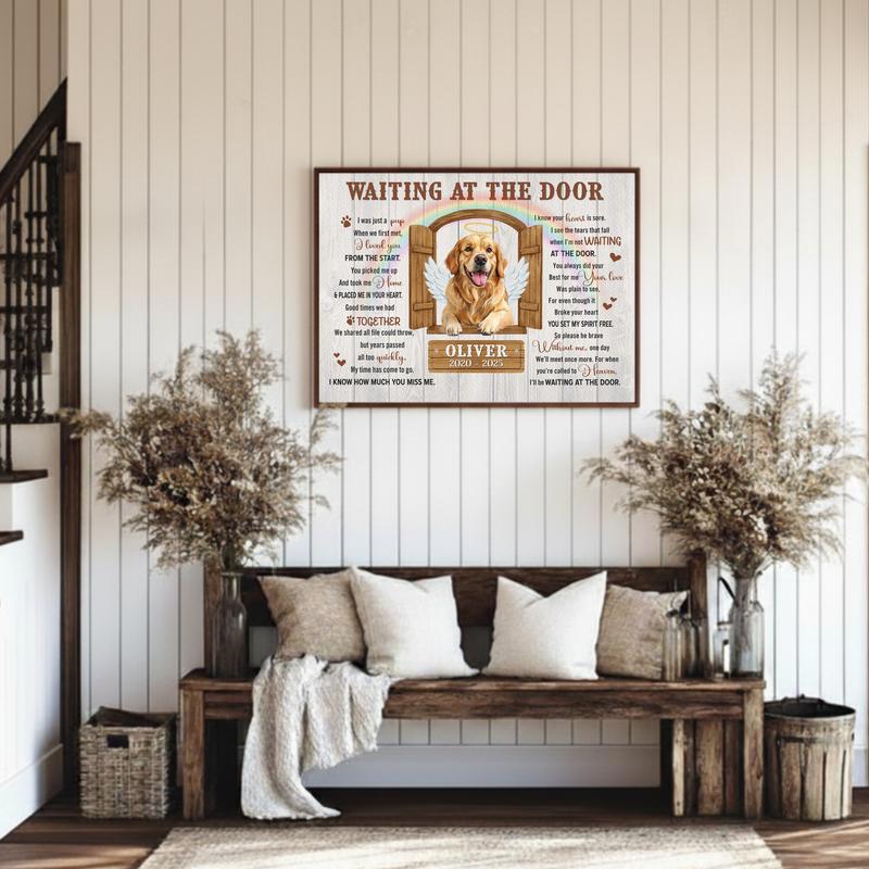 Pet Loss Personalized Art - "Waiting At The Door" Memorial Canvas