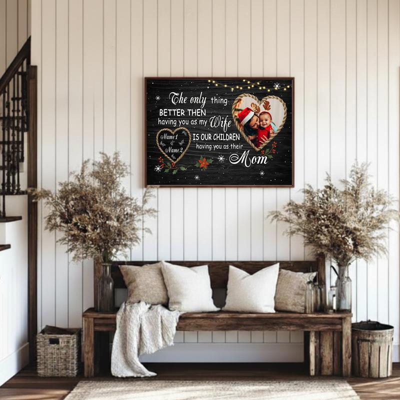 Romantic Xmas Gift For Wife - Custom Names & Family Photo Canvas