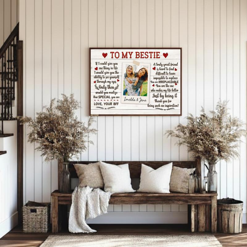 Rustic Friendship Keepsake - Custom Bestie Photo Quote Canvas