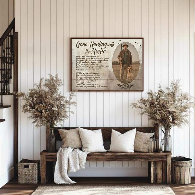 Rustic Hunter's Memorial - Gone Hunting With The Master Canvas