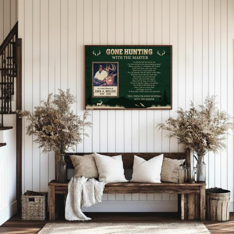 Rustic Tribute To The Master Hunter - Personalized Memorial Canvas