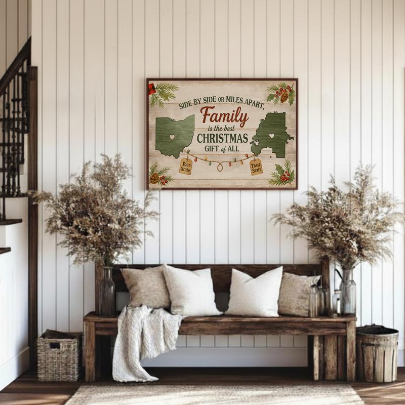 Side By Side Or Miles Apart - Rustic Christmas Family Canvas