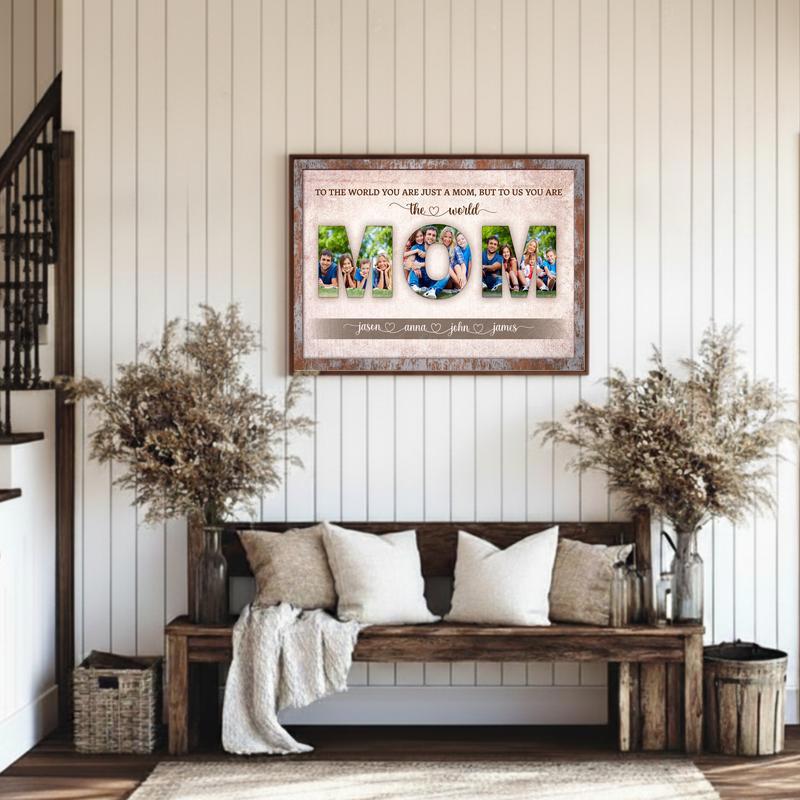 She Is My World Photo Canvas Keepsake Personalized Mom Gift