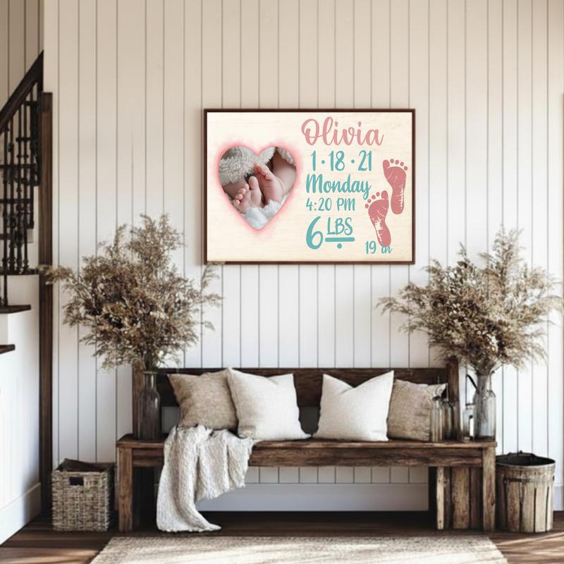Treasured Footprints - Custom New Baby Arrival Keepsake Canvas