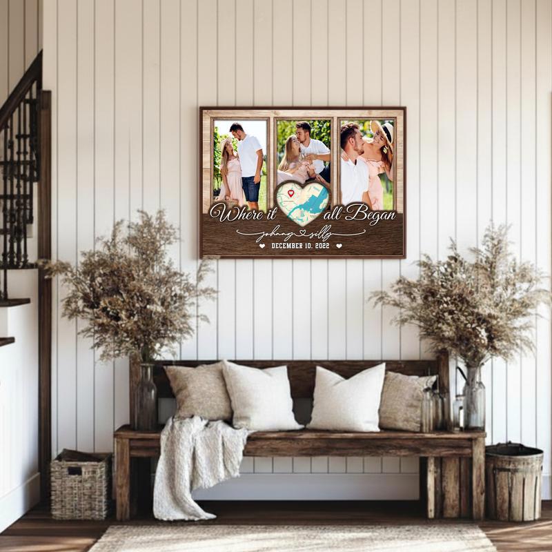 Personalized Love Story's Map Canvas Wall Art Gift