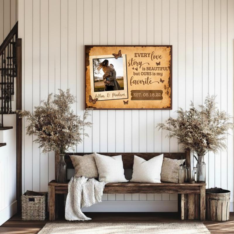Your Beautiful Love Story Seen Through a Wooden Window Canvas