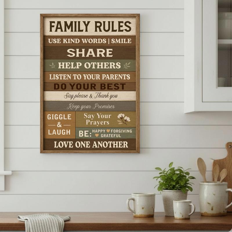 A Timeless Rustic Touch - Farmhouse Family Rules Art Canvas