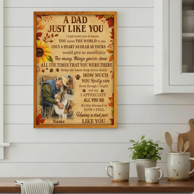 Beloved Dog Dad Photo Keepsake - Rustic Fall Thanksgiving Canvas