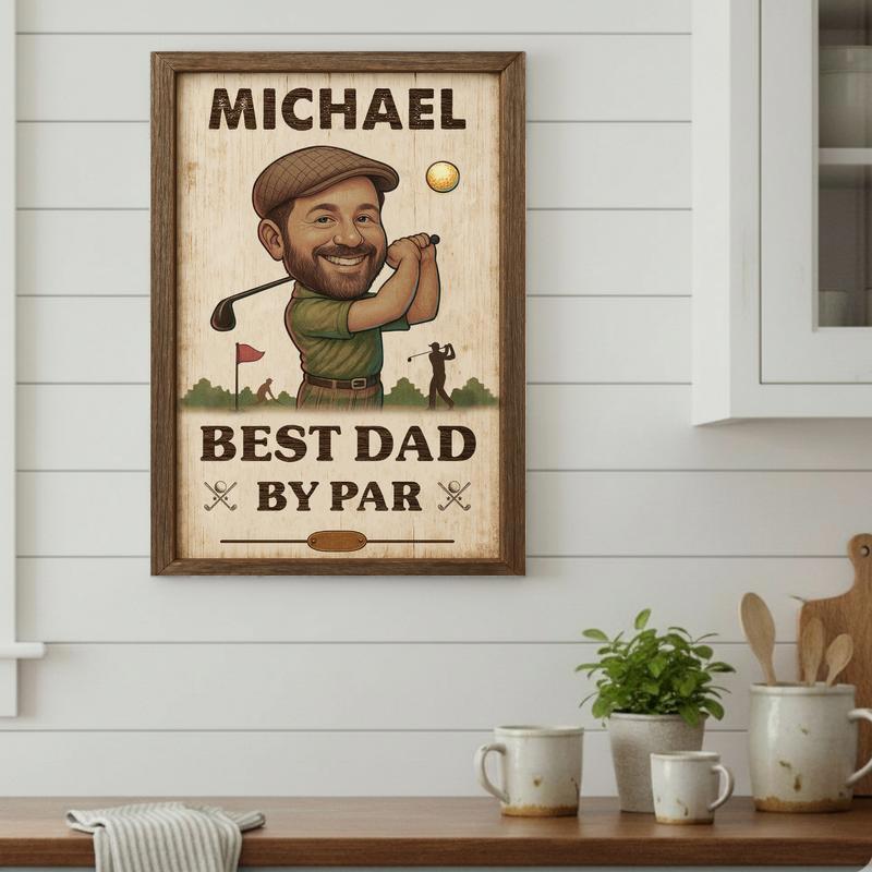 "Best Dad By Par" Custom Golf Portrait Gift Canvas