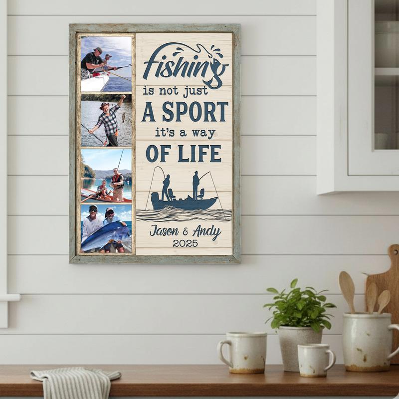 Coastal Fishing Memories Photo Canvas - Personalized Gift For Him