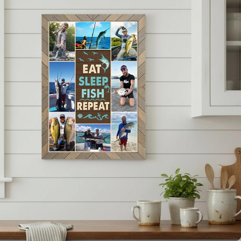 Custom Fishing Photo Canvas For Beloved Dad, Husband, Or Grandpa