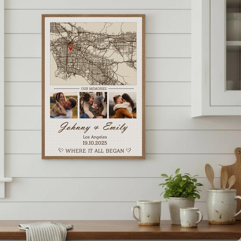 Custom Our First Location Map Canvas - Where Our Love Story Began