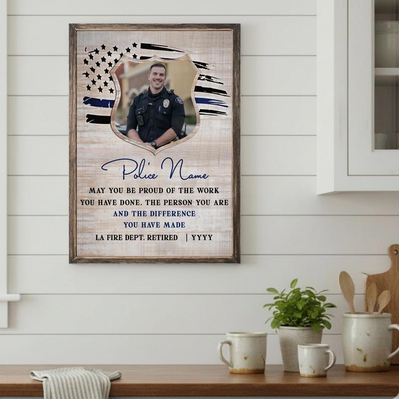 Honor His Service - Custom Police Retirement Gift Canvas