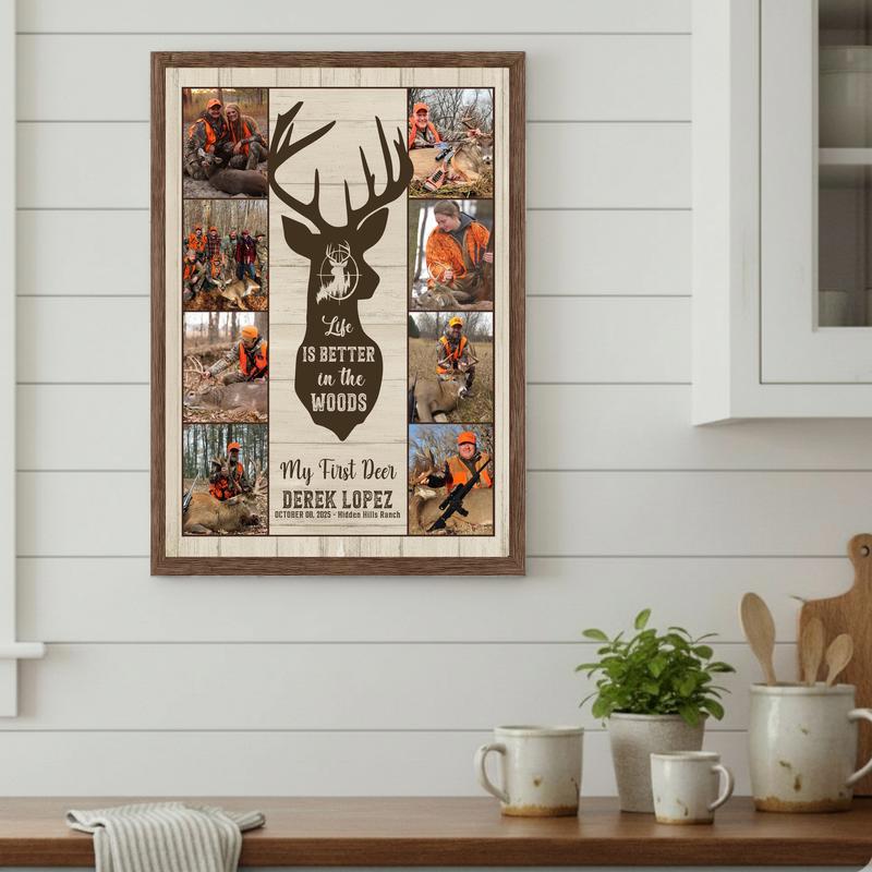 Life Is Better In The Woods - Deer Hunting Photo Collage Canvas