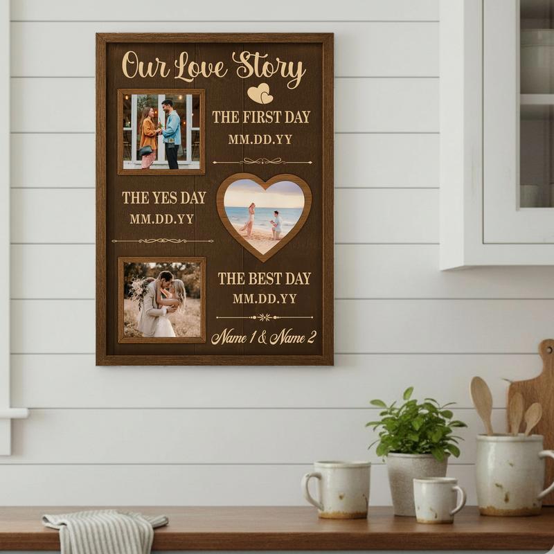 Love Story Timeline Canvas - Milestones Photo Gift For Couples