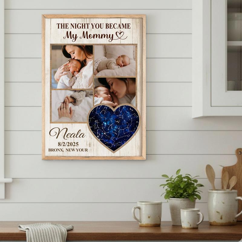 Meaningful Star Map Keepsake - New Mom Photo Collage Canvas