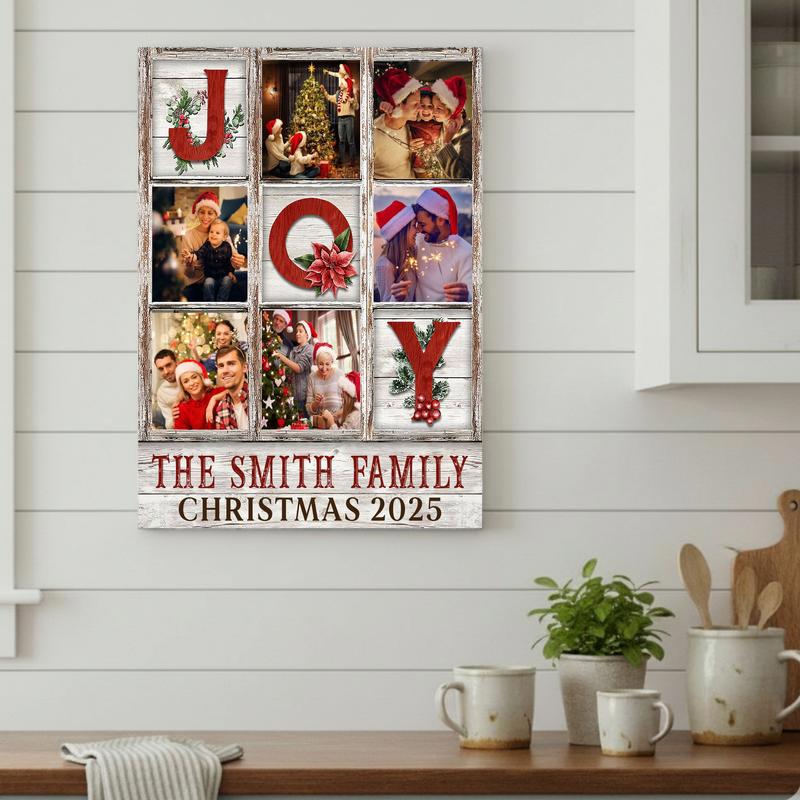 Personalized Family JOY Photo Canvas - Christmas Gift For Parents