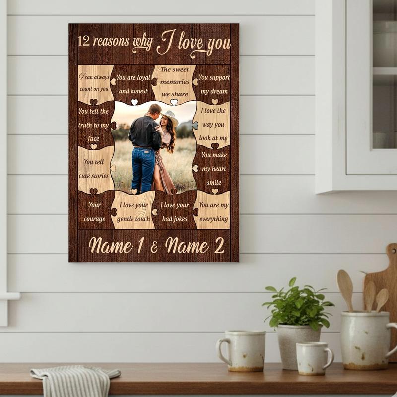 12 Reasons Why I Love You Canvas - Custom Couple Valentine Gift