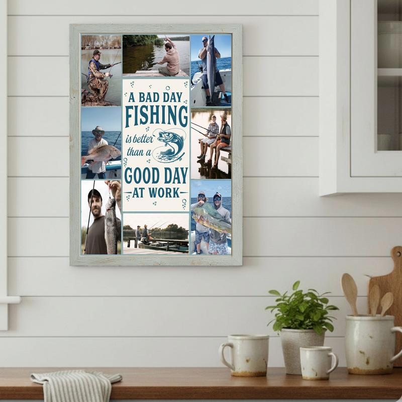 Rustic Coastal Custom Fishing Photo & Inspirational Quote Canvas