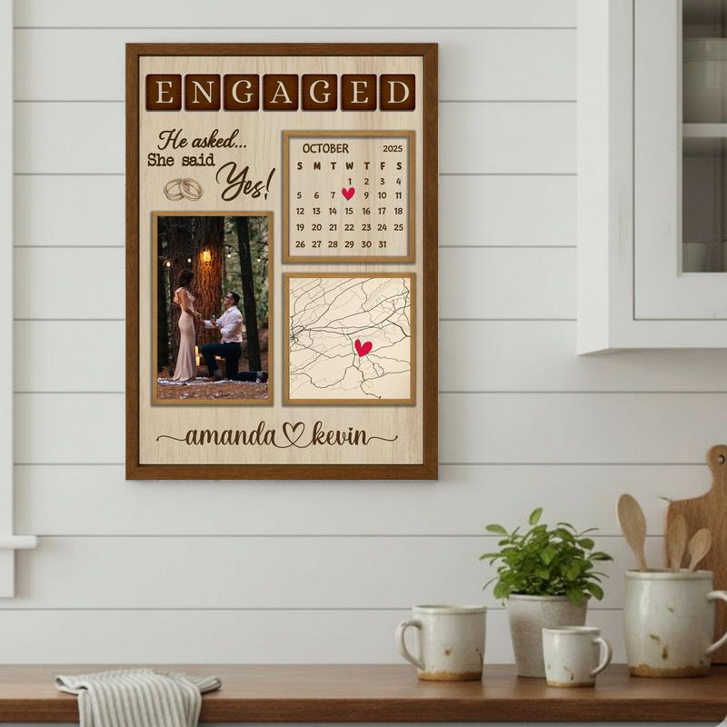 Where We Said Yes - Personalized Map & Calendar Print Canvas
