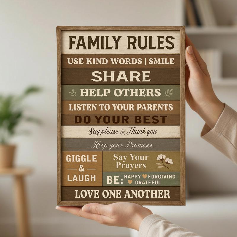 A Timeless Rustic Touch - Farmhouse Family Rules Art Canvas