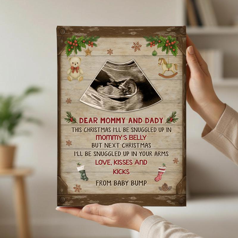 Baby's First Christmas Ultrasound Keepsake For New Parents Canvas