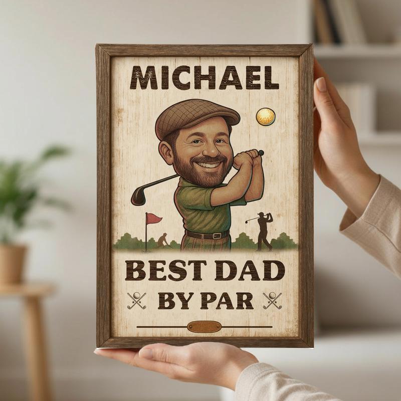 "Best Dad By Par" Custom Golf Portrait Gift Canvas